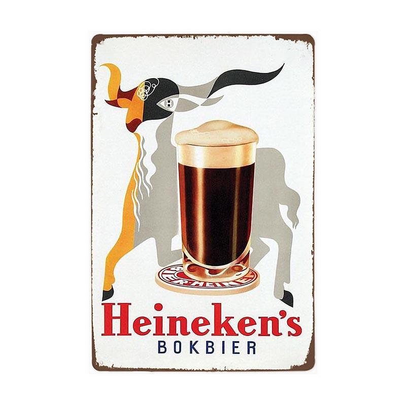plaque-metal-vintage-heineken-verre Plaque Métal Vintage Heineken Verre