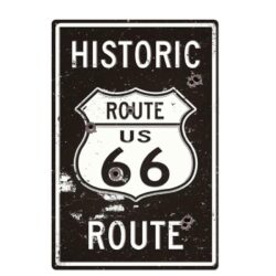 Plaque Métal Vintage Historic Route 66