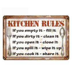Plaque Métal Vintage Kitchen Rules