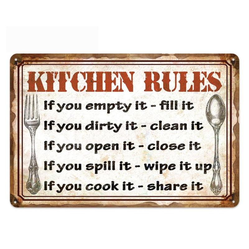 plaque-metal-vintage-kitchen-rules Plaque Métal Vintage Kitchen Rules