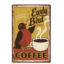 Plaque Métal Vintage Oiseau Du Matin