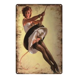 plaque métal vintage pin up balancoire