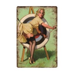Plaque Métal Vintage Pin-up Cible