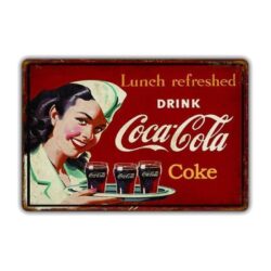 Plaque Métal Vintage Pin-up Coca-Cola
