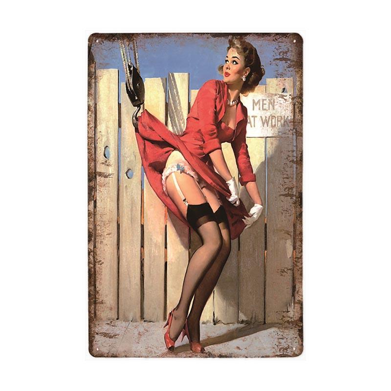 plaque-metal-vintage-pin-up-crochet-chantier Plaque Métal Vintage Pin-up Crochet Chantier