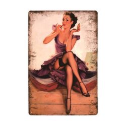 Plaque Métal Vintage Pin-up Élégante