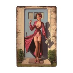 Plaque Métal Vintage Pin-up Femme Fatale