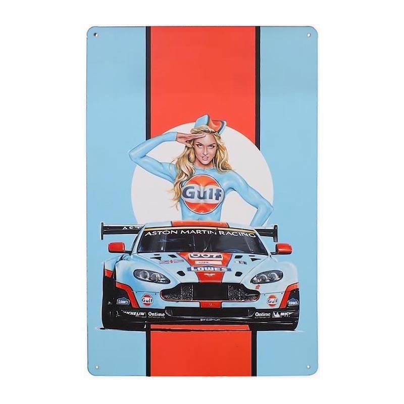 plaque-metal-vintage-pin-up-gulf plaque métal vintage pin up gulf