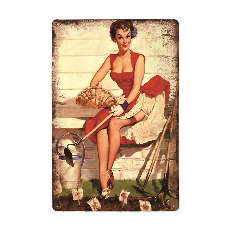 plaque-metal-vintage-pin-up-jardiniere Plaque Métal Vintage Pin-up Jardinière