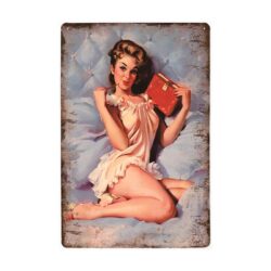 plaque métal vintage pin-up journal intime