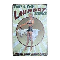 Plaque Métal Vintage Pin-up Lessive