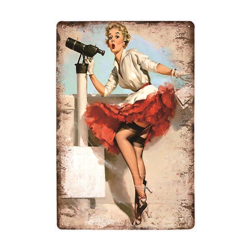 plaque-metal-vintage-pin-up-longue-vue Plaque Métal Vintage Pin-up Longue-vue