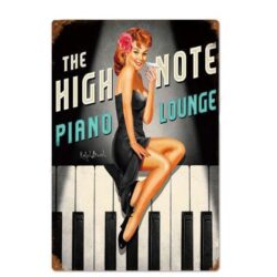 plaque métal vintage pin up piano