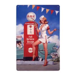 Plaque Métal Vintage Pin-up Pompe