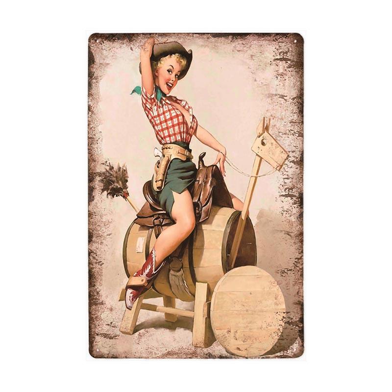plaque-metal-vintage-pin-up-rodeo Plaque Métal Vintage Pin-up Rodéo