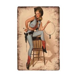 Plaque Métal Vintage Pin-up Shérif