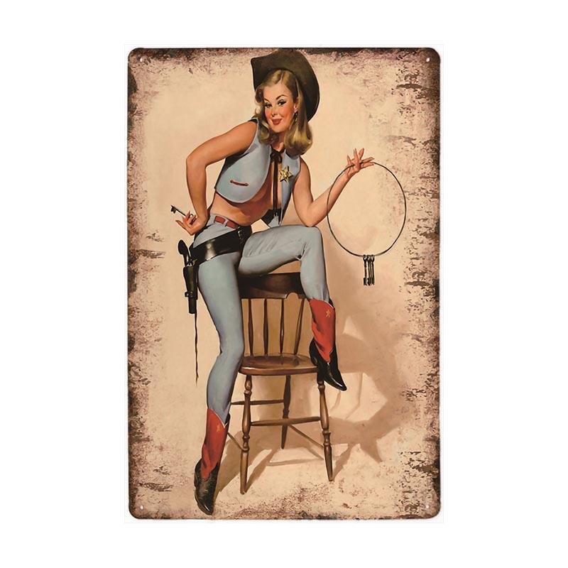 plaque-metal-vintage-pin-up-sherif Plaque Métal Vintage Pin-up Shérif