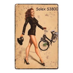 plaque métal vintage pin up solex