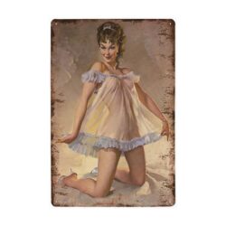 Plaque Métal Vintage Pin-up Soubrette