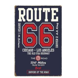 Plaque Métal Vintage Route 66 Chicago Los Angeles