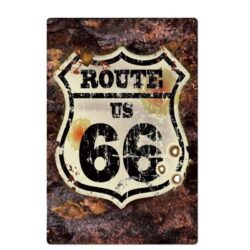 Plaque Métal Vintage Route 66 Effet Rouille