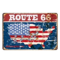 Plaque Métal Vintage Route 66 États