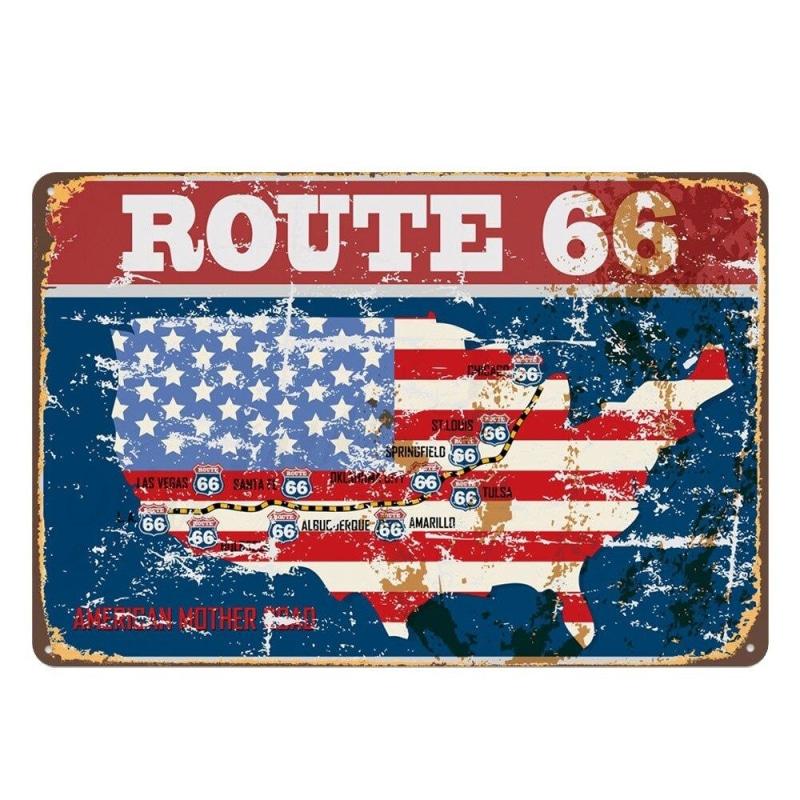 plaque-metal-vintage-route-66-etats Plaque Métal Vintage Route 66 États