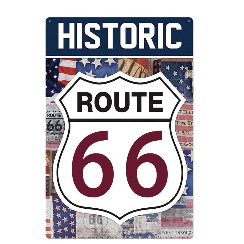 plaque-metal-vintage-route-66-historic Plaque Métal Vintage Route 66 Historic