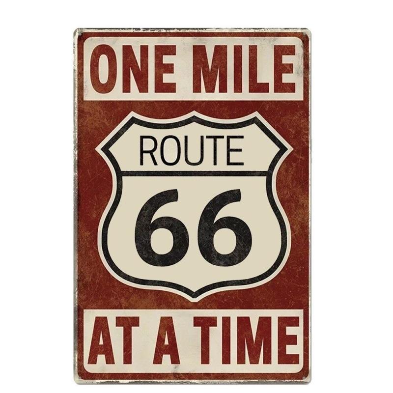 plaque-metal-vintage-route-66-one-mile-at-a-time Plaque Métal Vintage Route 66 One Mile At A Time