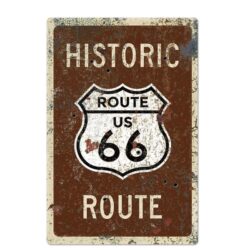 Plaque Métal Vintage Route 66 Rouge