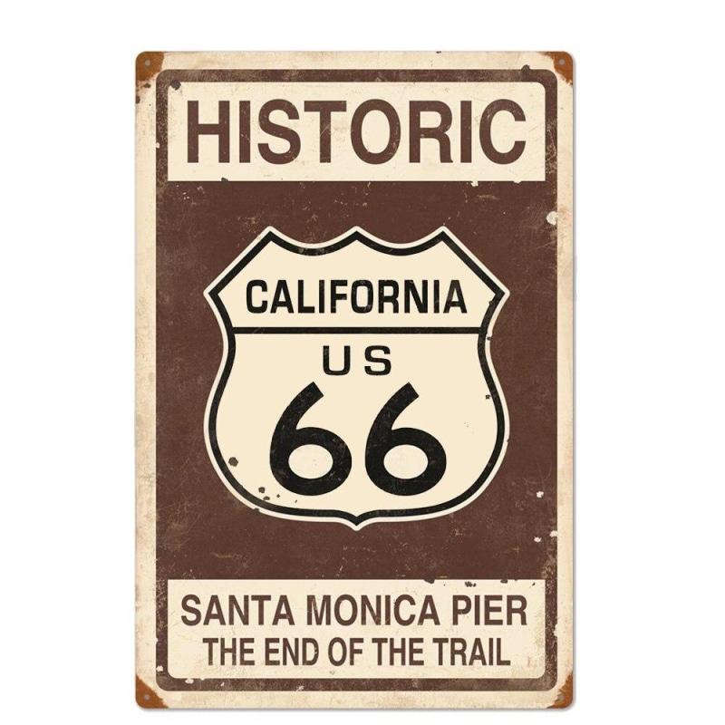 plaque-metal-vintage-route-66-santa-monica Plaque Métal Vintage Route 66 Santa Monica