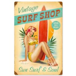 plaque métal vintage surf
