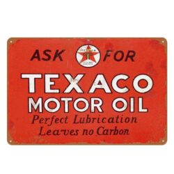 Plaque Métal Vintage Texaco Motor Oil Rouge
