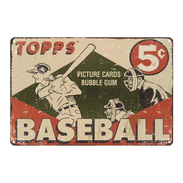 plaque-metal-vintage-topps-baseball plaque métal vintage topps baseball