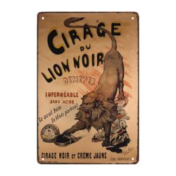 plaque publicitaire lion noir