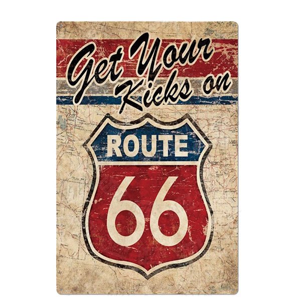 plaque-us-vintage Plaque Métal Vintage <br> Route 66 US – Image 1