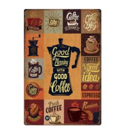 plaque métal café