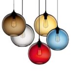 suspension globe verre couleur