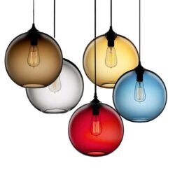 suspension globe verre couleur