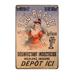 ancienne plaque publicitaire eau rafael 1fr le flacon