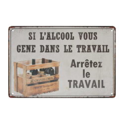 plaque métal alcool