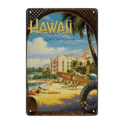 plaque métal alu hawaii surf