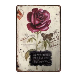 plaque métal ancienne fleurs