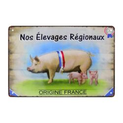 plaque métal avec cochon