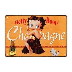 plaque métal betty boop champagne