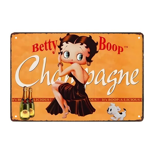 plaque-metal-betty-boop-champagne plaque métal betty boop champagne