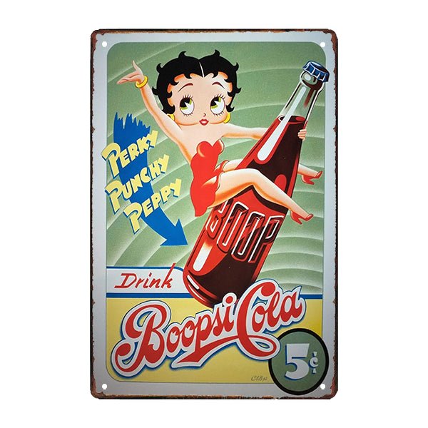plaque-metal-betty-boop-coca-cola plaque métal betty boop coca cola