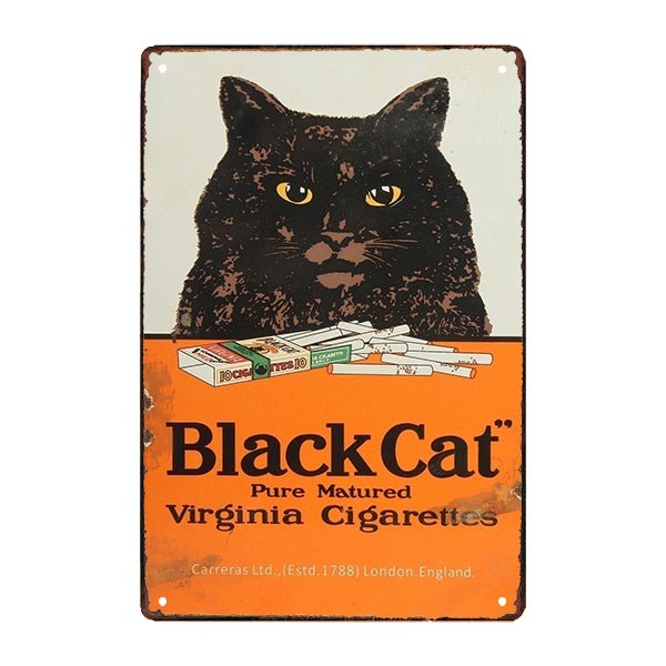 plaque-metal-black-cat-qui-fume plaque métal black cat