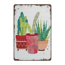 plaque métal cactus terracotta