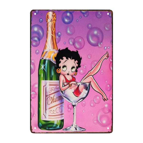 plaque-metal-champagne-betty-boop plaque métal champagne betty boop